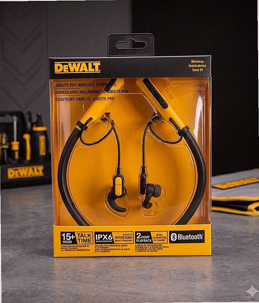 DEWALT Jobsite Pro Wireless Kopfhörer Bluetooth IPX6 Wasserdicht Nackenbügel