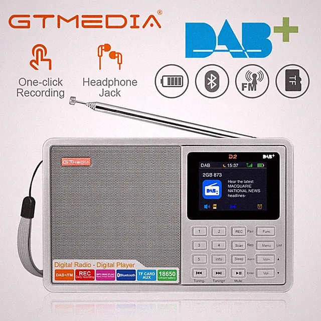 Digital DAB+ FM Tragbarer Wecker Bluetooth Lautsprecher Musikbox mit Farbdisplay