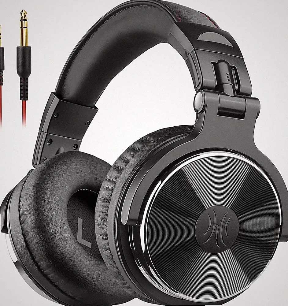DJ Studio Kopfhörer Over-Ear Schwarz 50mm Neodym Treiber 3m Kabel 3,5mm 6,3mm