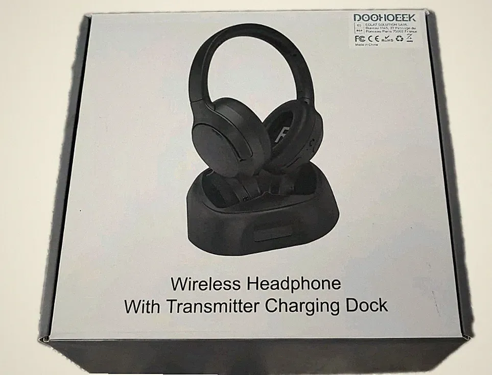 DOOHOEEK TV Kopfhörer Kabellos Bluetooth 6.0 Ladedock Sender 60h Akku B-Ware
