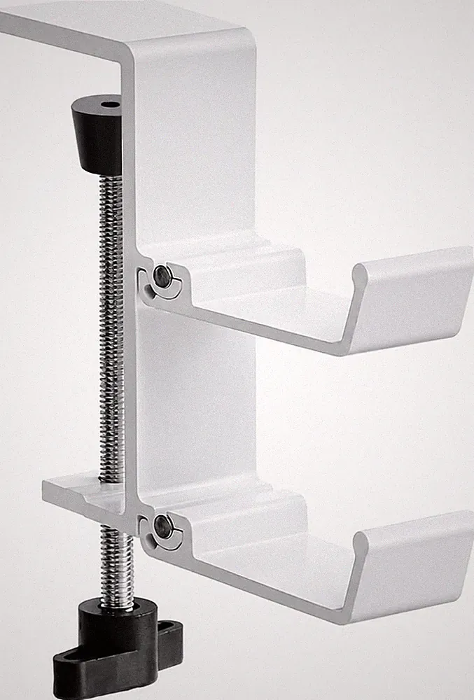 Doppel Kopfhörer Halter verstellbar für Gaming Büro Schreibtisch aus Aluminium
