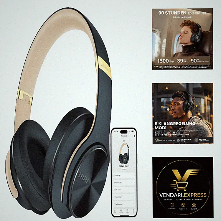 DOQAUS Bluetooth Kopfhörer Over Ear 90 Std Akkulaufzeit 9 EQ Modi Hi