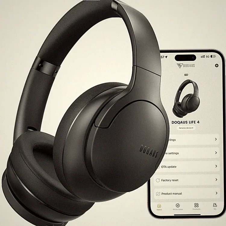 DOQAUS Bluetooth Kopfhörer Over Ear mit App-Steuerung, Schwarz, 90 Std.