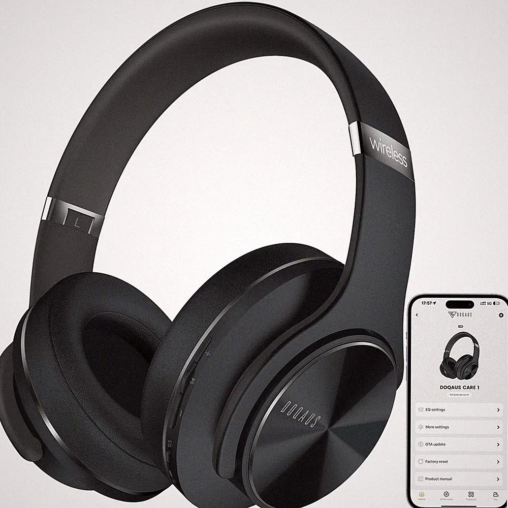 DOQAUS Care 1 Kabellose Over Ear Kopfhörer Schwarz mit App-Steuerung und 90 Std.