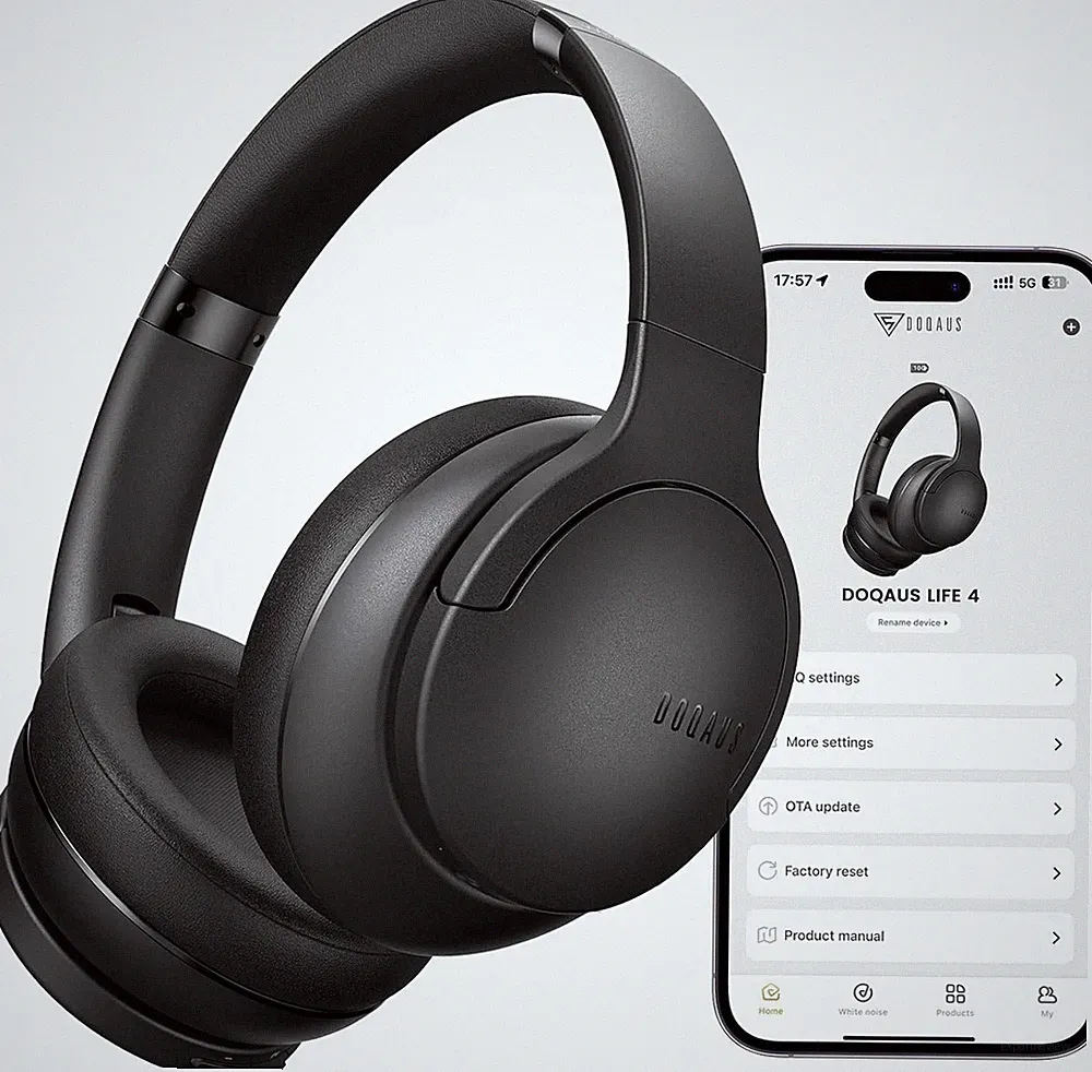 DOQAUS Over‑Ear Bluetooth Kopfhörer 5.4, 90 Std Akku, App, 9 EQ, HiFi, Mic