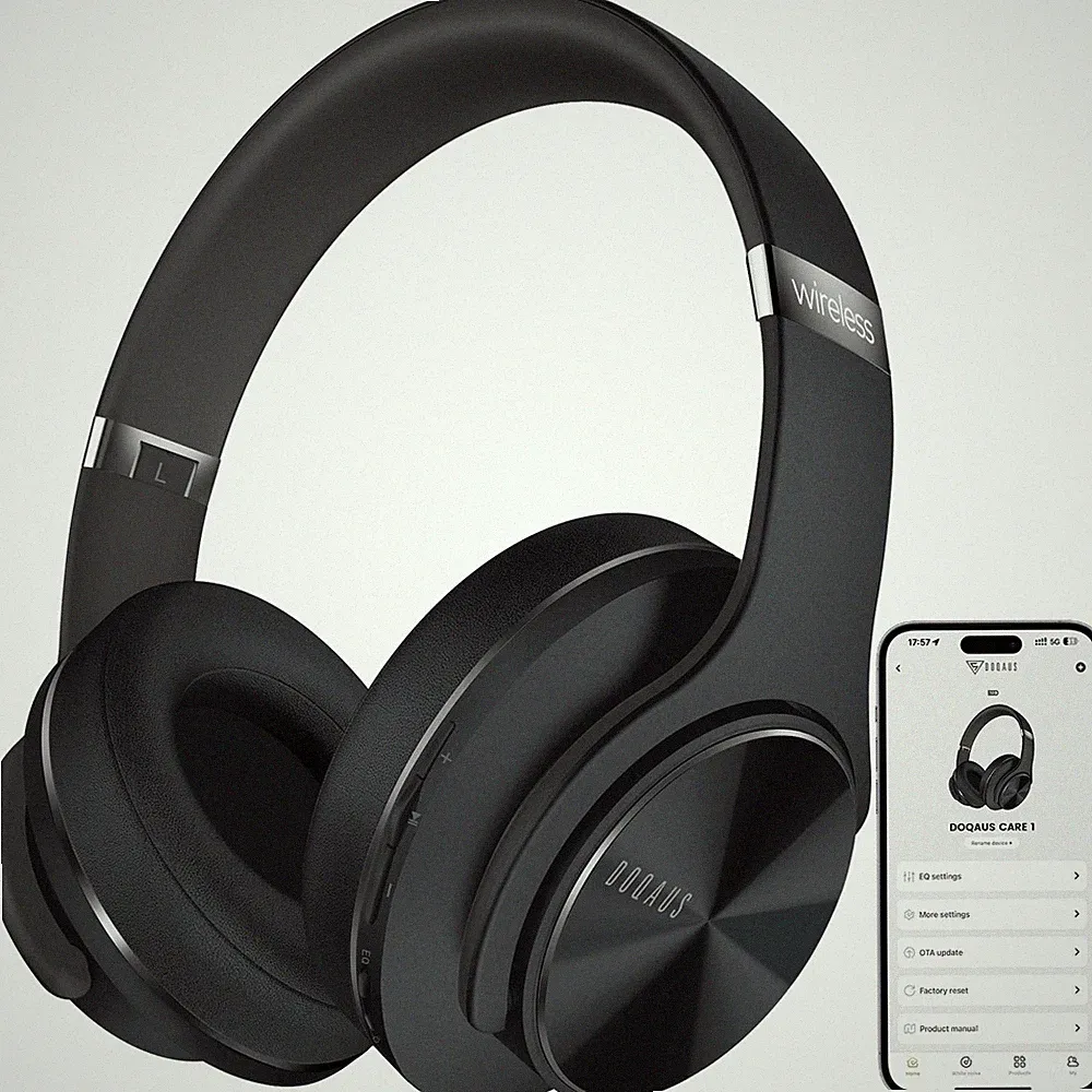 DOQAUS Over Ear Kopfhörer Kabellos Bluetooth 5.3 mit App-Steuerung 90 Std. Akku