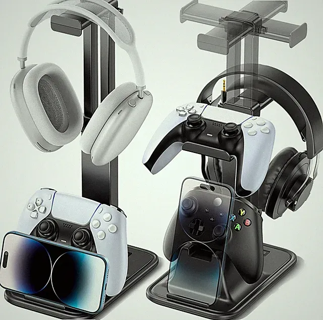 Drehbare Gaming Controller Halterung für 2 Controller, Handy & Headset