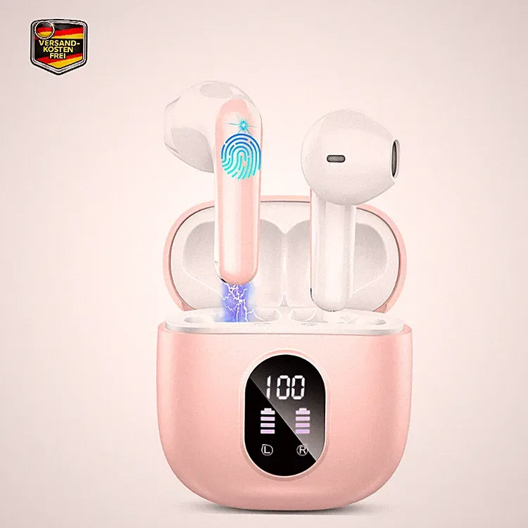 Drsaec Bluetooth Kopfhörer In Ear 50H mit 4 Mikrofonen, Rosa, IP7