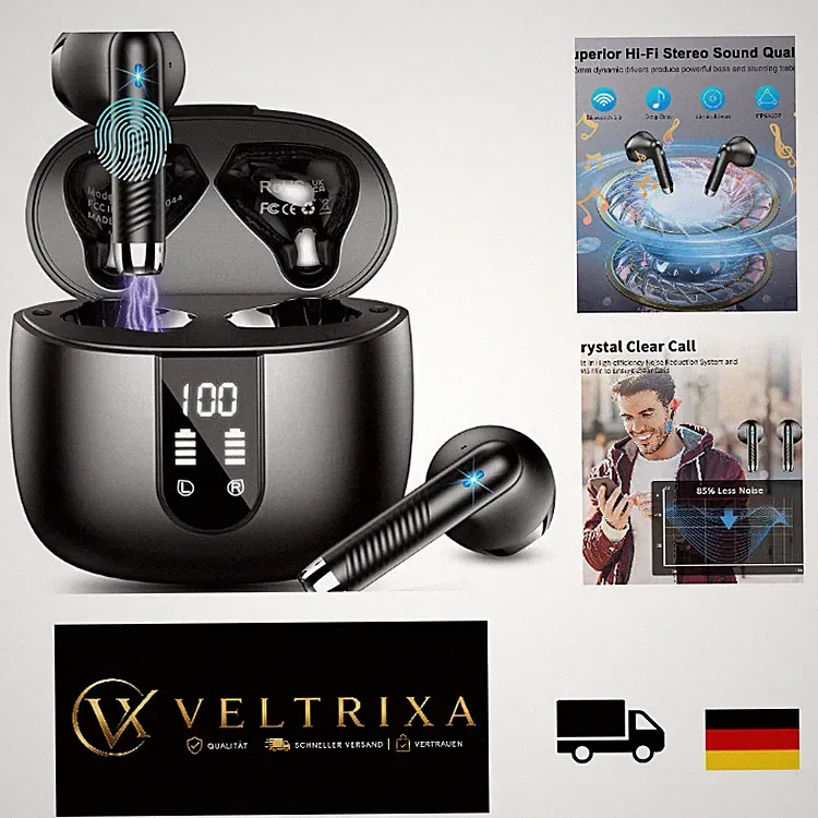 Drsaec Bluetooth Kopfhörer Kabellos J55 mit ENC 48h Akku Schwarz In Ear