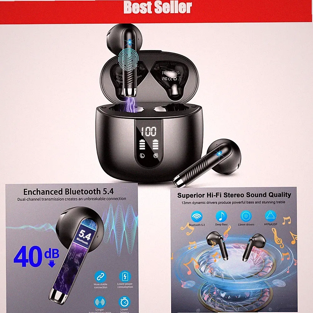 Drsaec J55 Bluetooth Kopfhörer Kabellos In-Ear mit ENC 48H Akkulaufzeit