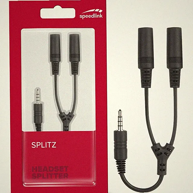 Dual Headset-Adapter Y Splitter 1x 3,5mm Klinken-Stecker auf 2x Kopfhörer-Buchse