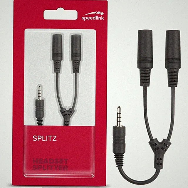 Dual Headset-Adapter Y Splitter 1x 3,5mm Klinken-Stecker auf 2x Kopfhörer-Buchse
