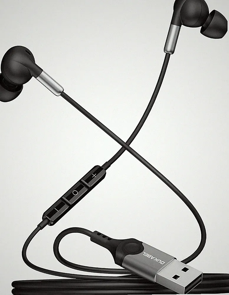 DuKabel USB In Ear Kopfhörer für PS5 PS4, USB PC Headset mit Mikrofon und I