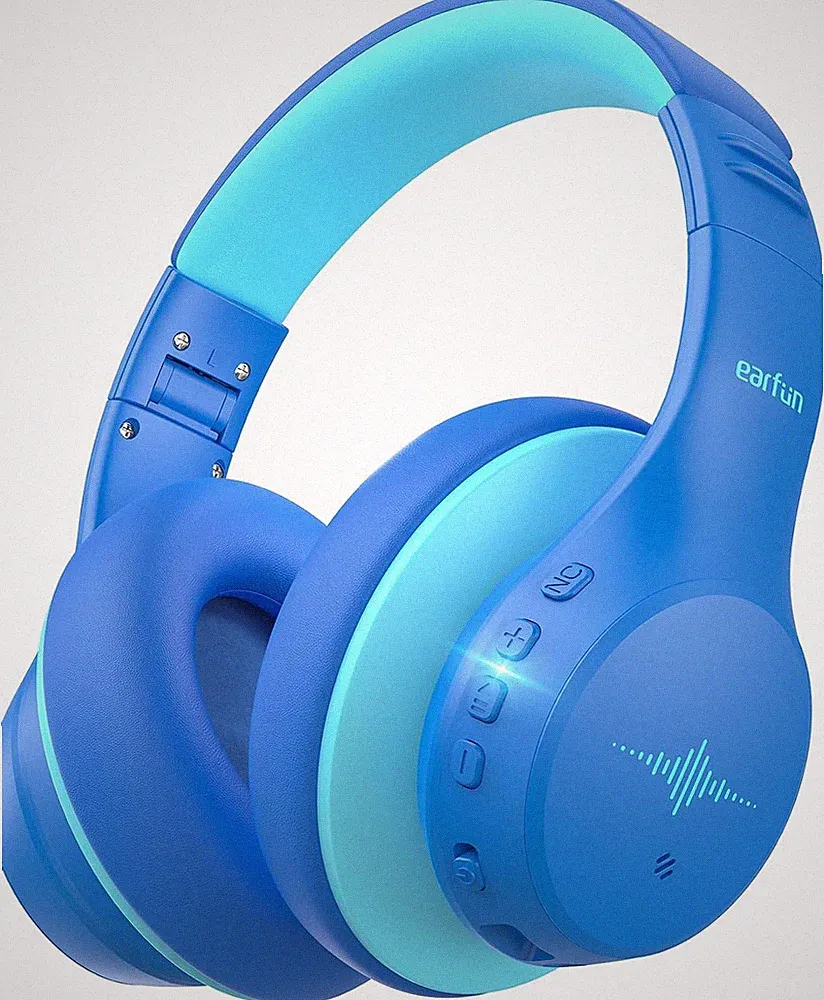 EarFun Bluetooth Kinder Kopfhörer, Noise Cancelling Kopfhörer Kinder, Blau