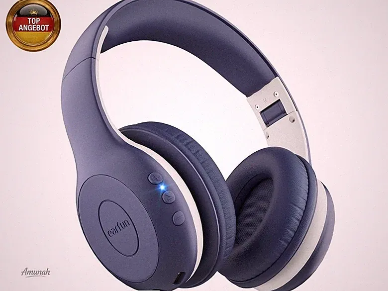 EarFun Bluetooth Kopfhörer Kinder, Lautstärkebegrenzung, Kabel, Blau