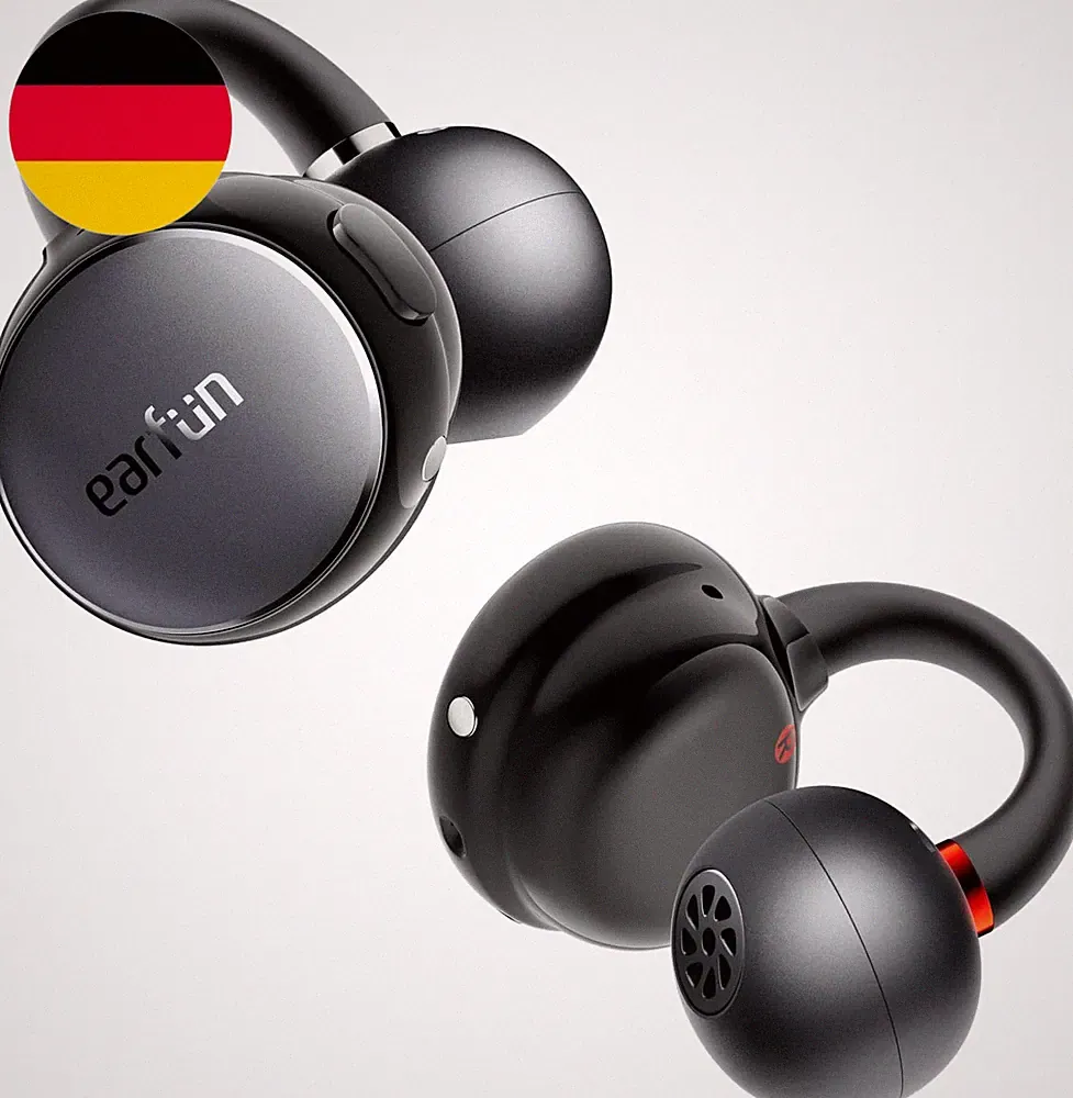 Earfun Clip Open Ear Kopfhörer Bluetooth, Komfortabler Sitz, 10.8 Mm Carbon-Trei