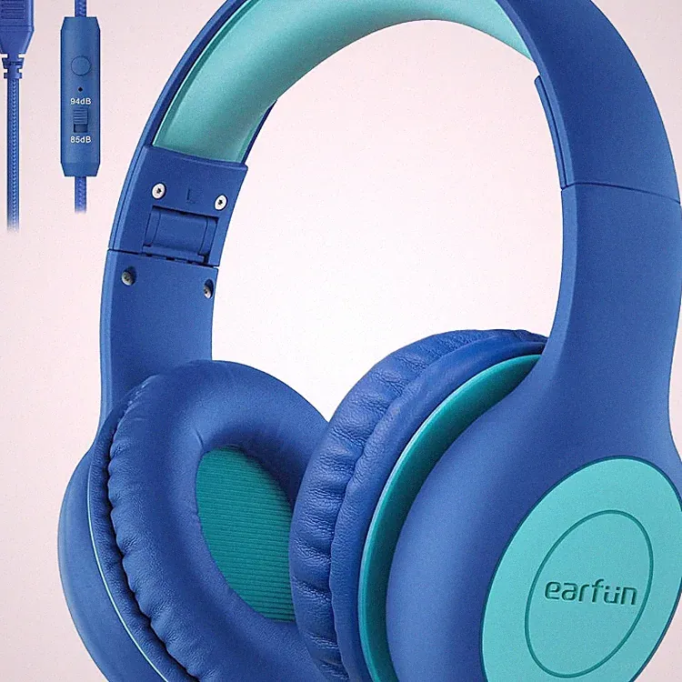 EarFun K1 Kinder Kopfhörer mit USB-C, Lautstärkebegrenzung 85/94 dB, Blau