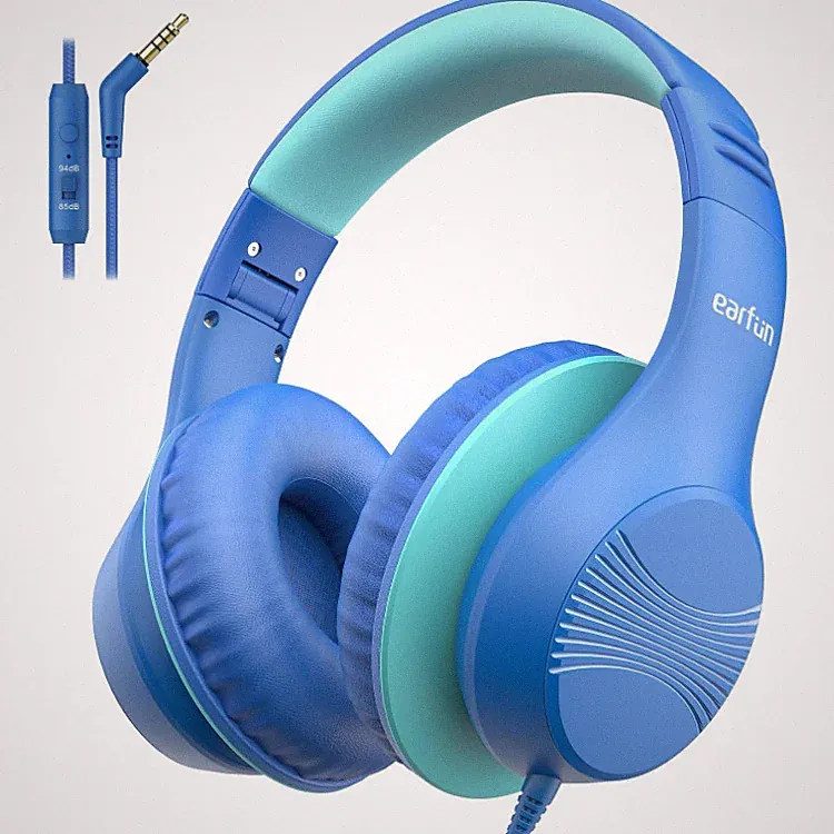 EarFun K3 Kinder Kopfhörer Blau Over-Ear mit Lautstärkebegrenzung 3.5mm Kabel