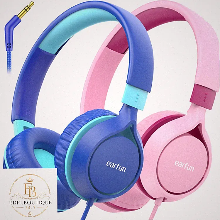 EarFun Kinder Kopfhörer Blau On-Ear mit Lautstärkenbegrenzer 2 Stück, 85 dB