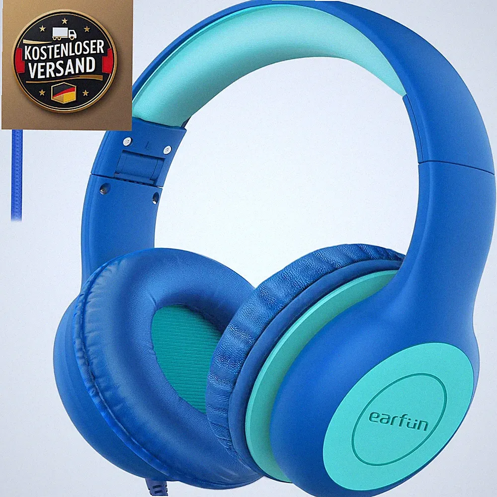 EarFun Kinder Kopfhörer Blue Over Ear 85 dB Begrenzung Audio Teilen