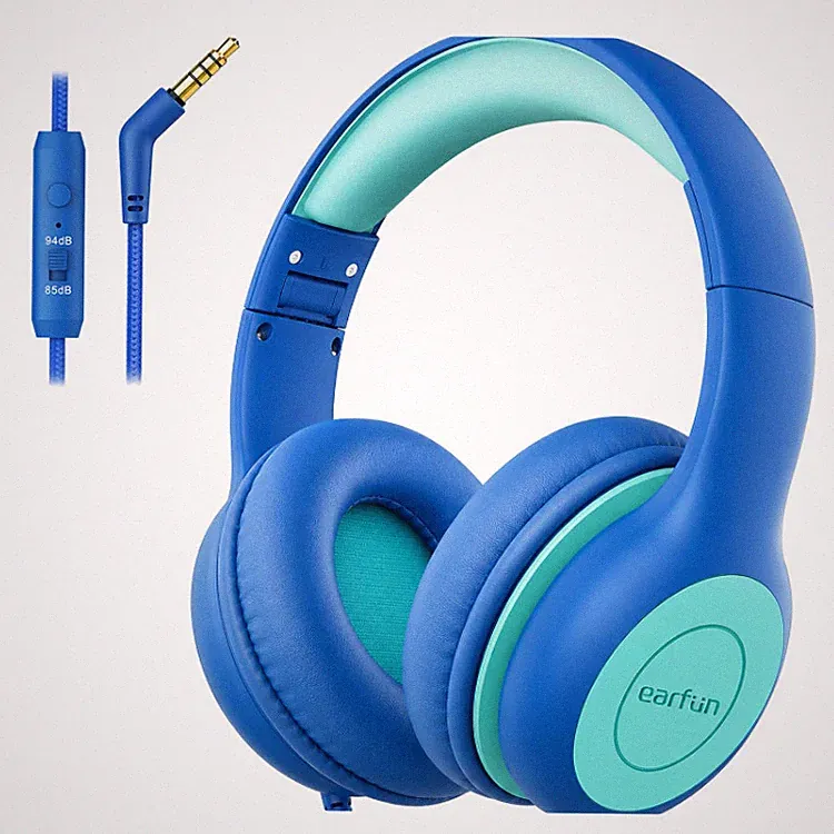 EarFun Kinder Kopfhörer K1, 3,5 mm Klinke, Lautstärkebegrenzer 85 dB, 94 dB