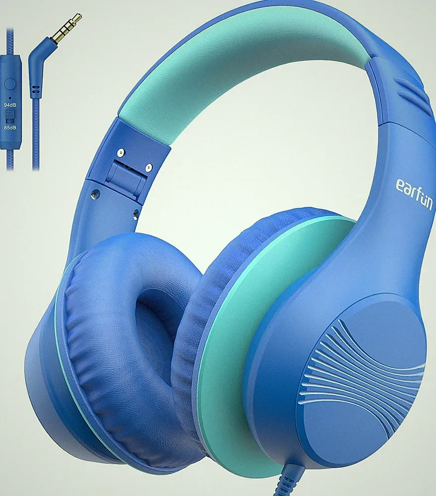 EarFun Kinder Kopfhörer K3 85dBA Lautstärkebegrenzung 40mm Blau ABS faltbar