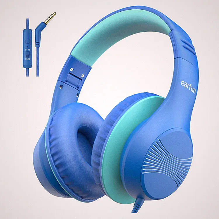 EarFun Kinder Kopfhörer K3 Kabel 85 94 dB Lautstärkenbegrenzer Blau Faltbar