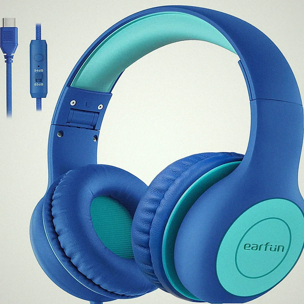 EarFun Kinder Kopfhörer USB-C Stereo HD-Mikrofon Faltbar Lautstärkeregulierung