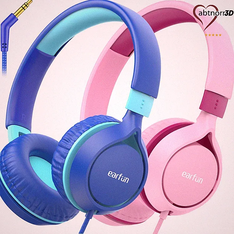 EarFun S1 On-Ear Kinderkopfhörer Blau mit 3,5mm Kabel und Lautstärkenbegrenzer