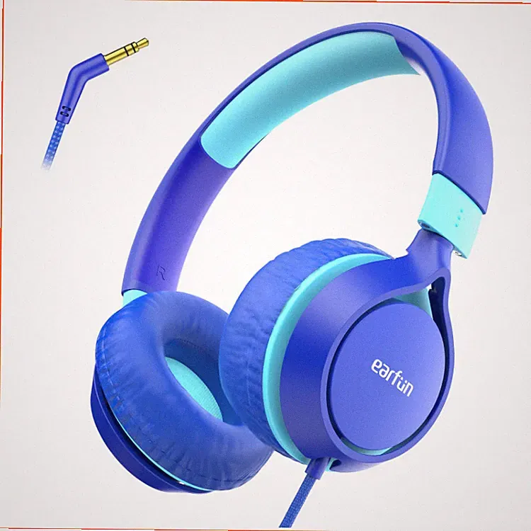 EarFun S1 On-Ear Kinderkopfhörer Blau mit 85dB Lautstärkenbegrenzer 3.5mm AUX