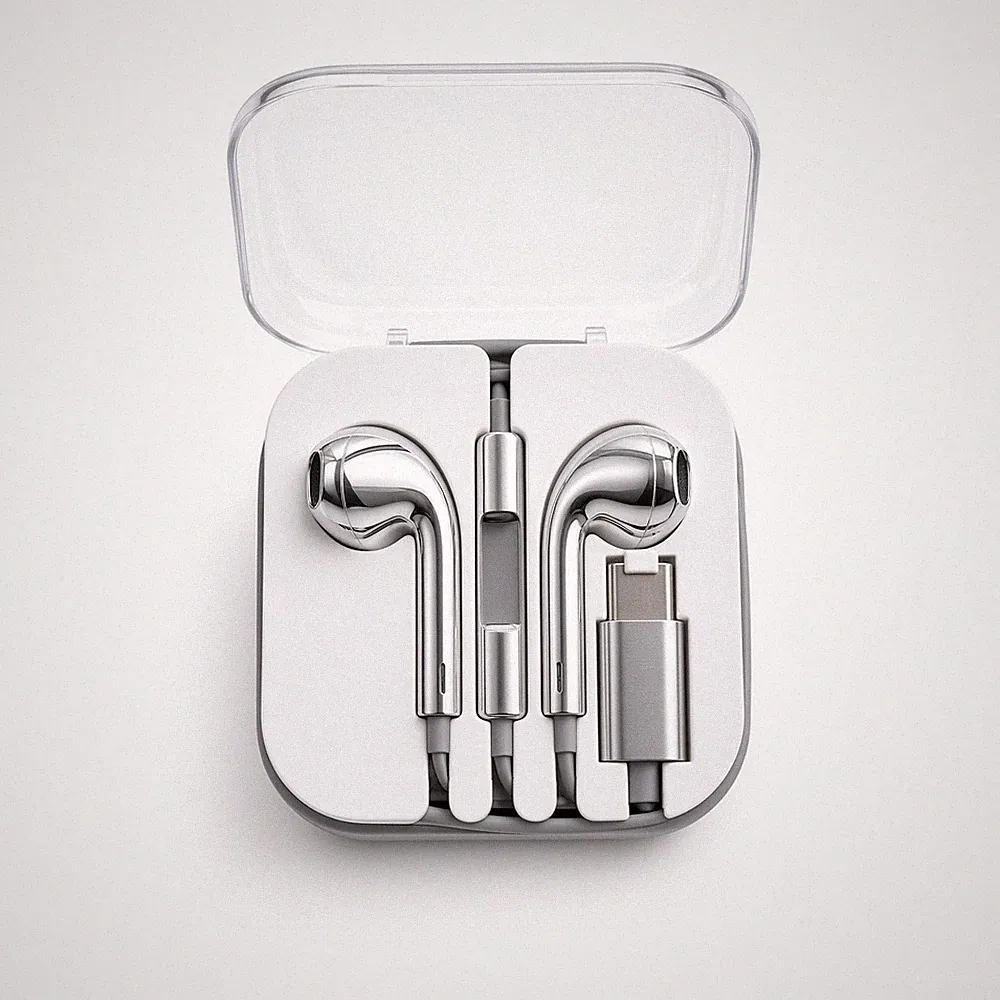 EarPods USB-C Chrome Silber Kopfhörer Lautstärkeregler Mikrofon NEU OVP Y2K