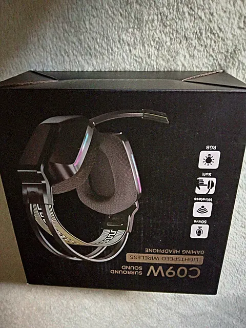 EasySMX CO9W LIGHTSPEED Wireless Gaming Headset RGB Surround Sound Schwarz