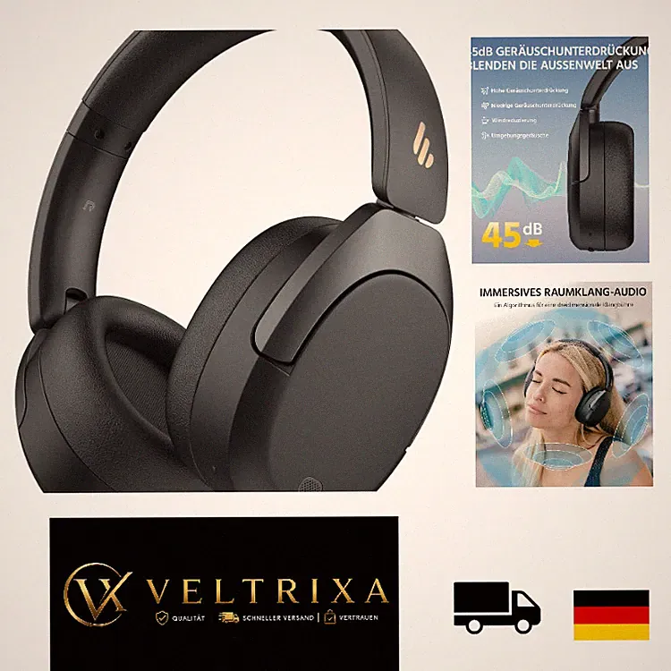 Edifier W830NB Bluetooth Kopfhörer - 45dB ANC, 94Std. Akku, LDAC, Schwarz