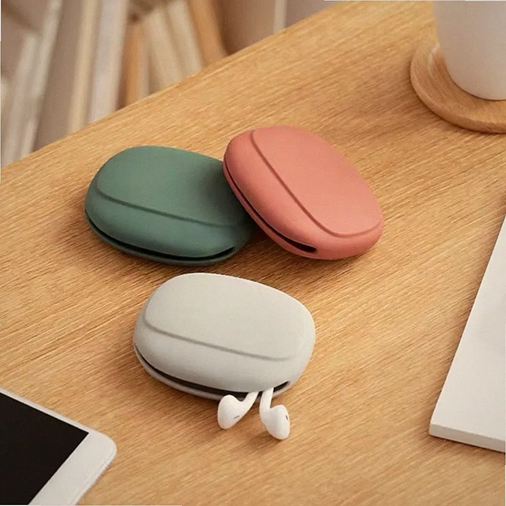 Effektive Silikon Kopfhörer Tasche Kompakt Aufbewahrungsbox für USB Kabel (Wei
