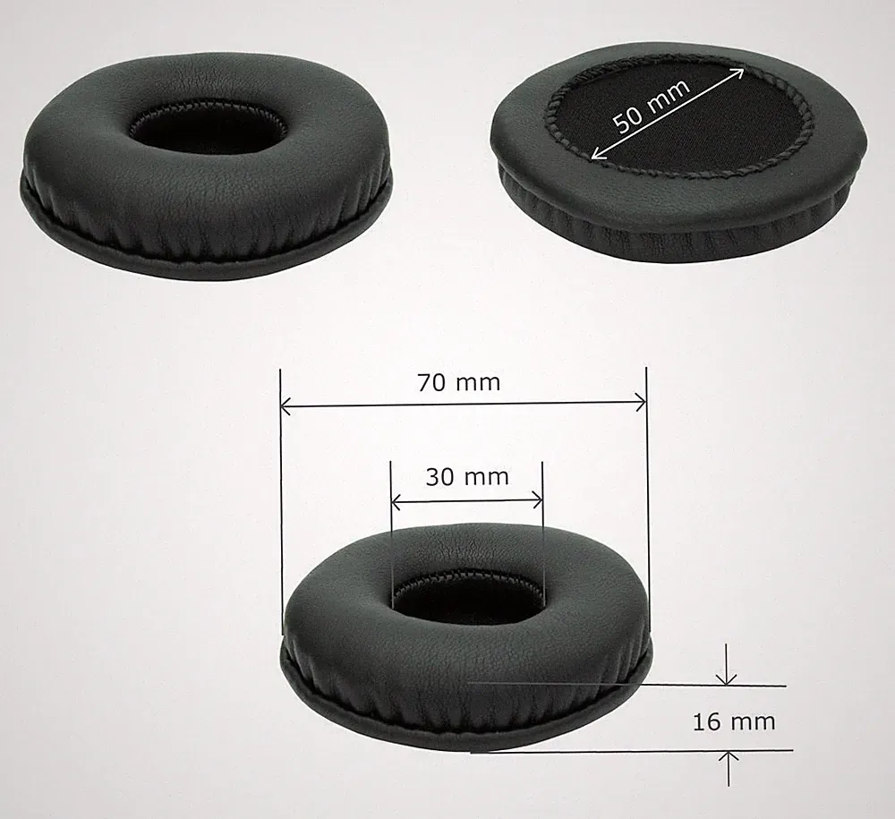 ein paar Ohrpolster 70mm Kunstleder (für Kopfhörerdurchmesser ca. 65mm-73mm)