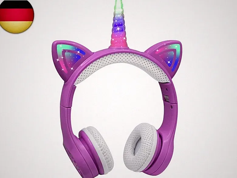 Einhorn Kopfhörer Bluetooth, Kabellos Over-Ear Headset mit LED-Beleuchtung