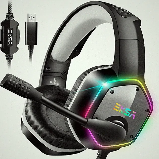 EKSA E1000 USB Gaming Headset RGB Licht Bass Surround Sound Mikrofon PS4 PS5