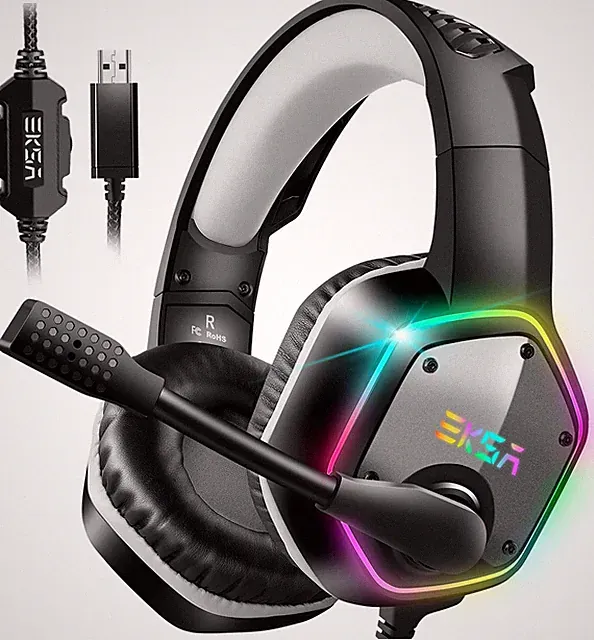 EKSA E1000 USB PC Gaming Headset Mit Mikrofon, Gamer Headset Mit Bass Surround S