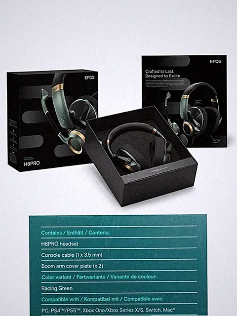 EPOS H6PRO Open Acoustic Gaming Headset - Racing Green / Gold OVP & Top Zustand
