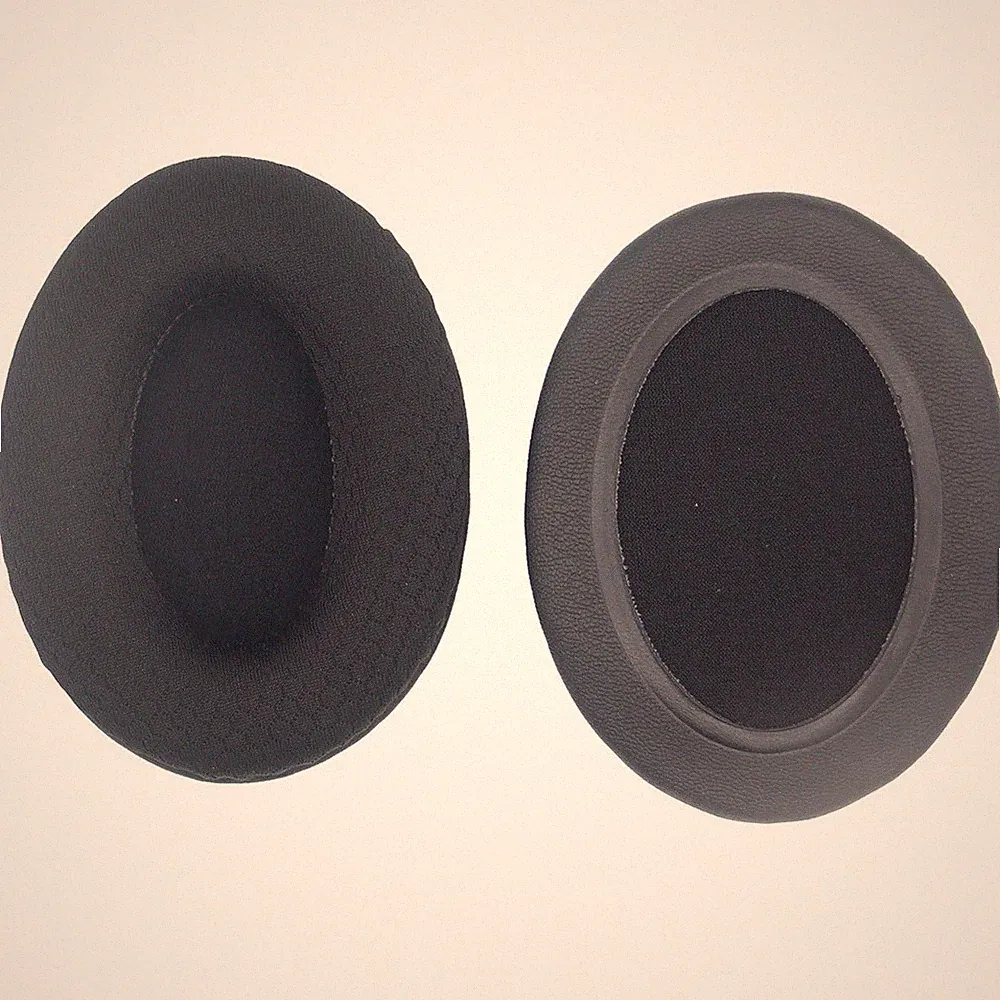 Ersatz Ohrpolster 80 x 60 mm oval schwarz genarbtes Leder f��r Over Ear Kopfh?r