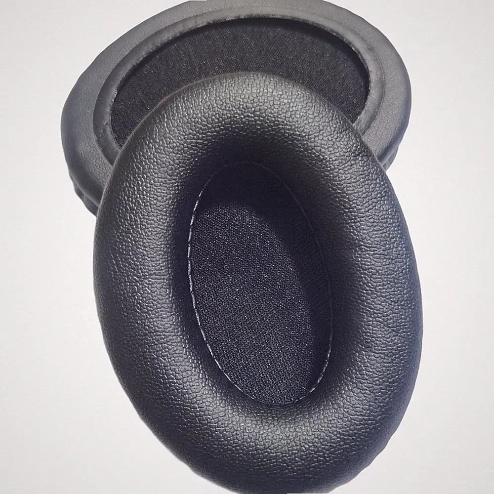 Ersatz Ohrpolster 80 x 60 mm oval schwarz genarbtes Leder für Kopfhörer