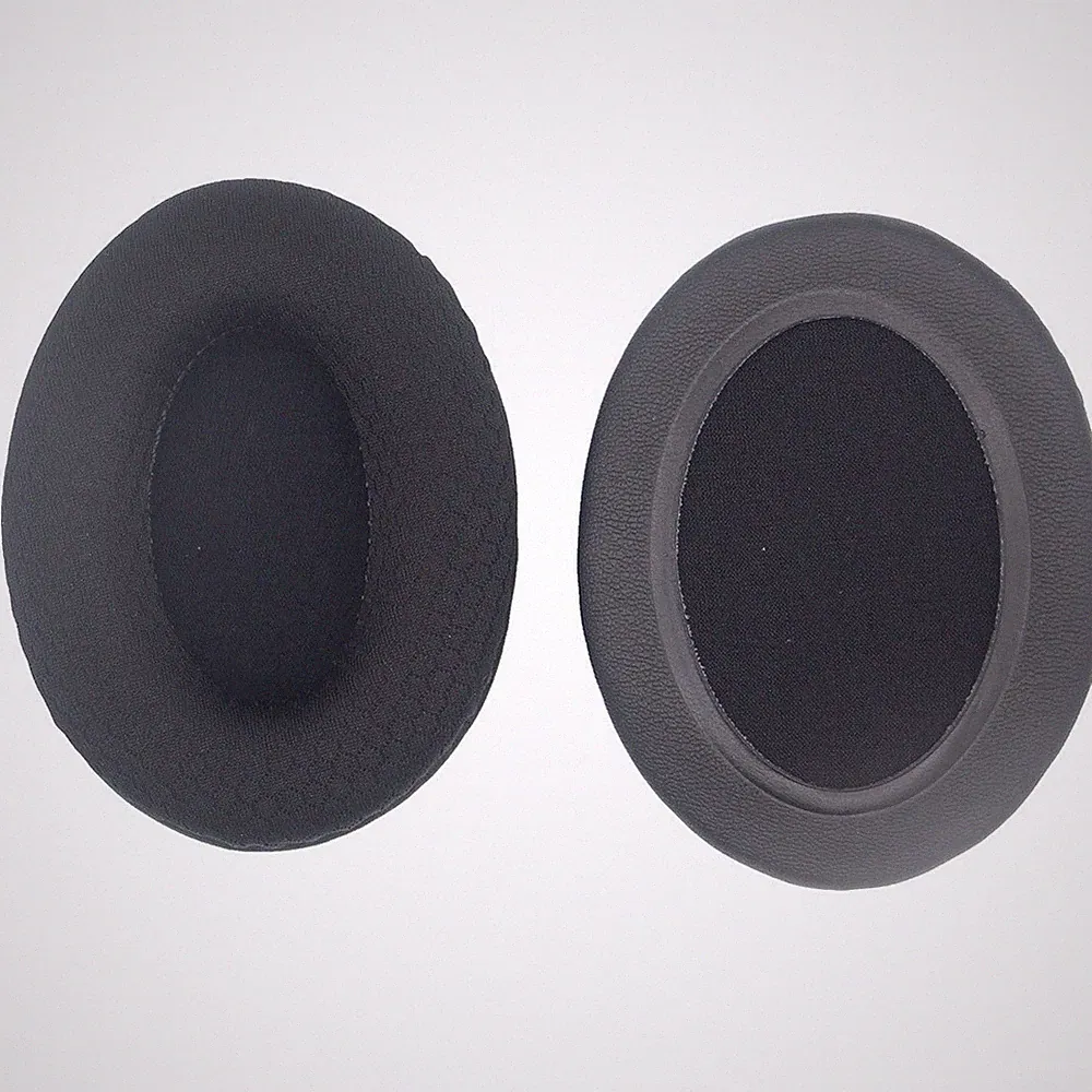 Ersatz Ohrpolster 80 x 60 mm oval schwarz genarbtes Leder für Kopfhörer