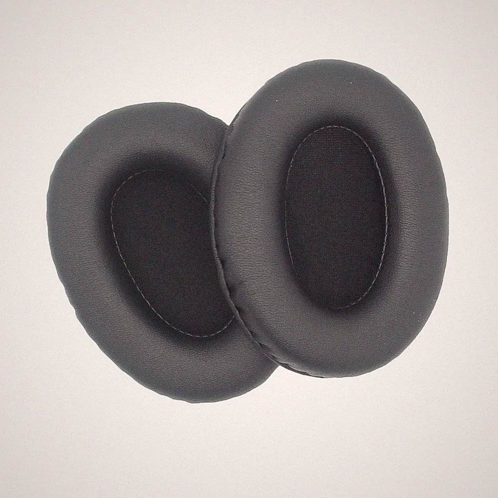 Ersatz Ohrpolster 80 x 60 mm oval schwarz genarbtes Leder für Kopfhörer