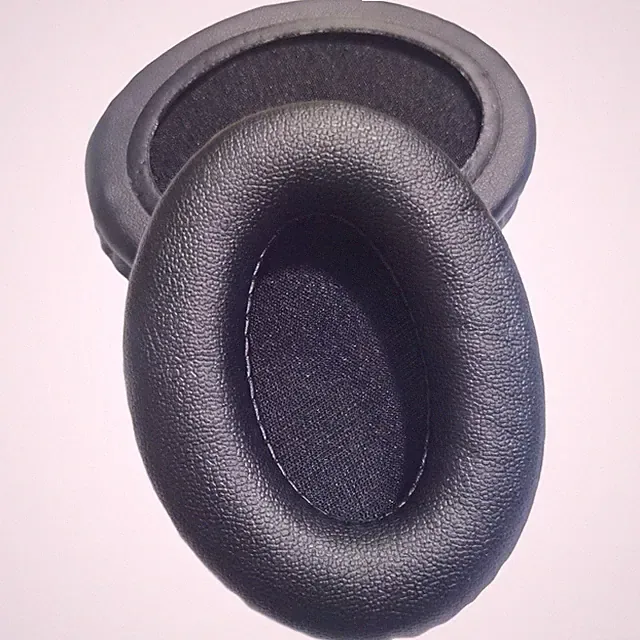Ersatz Ohrpolster 80 x 60 mm oval schwarz genarbtes Leder für Over Ear Kopfhör