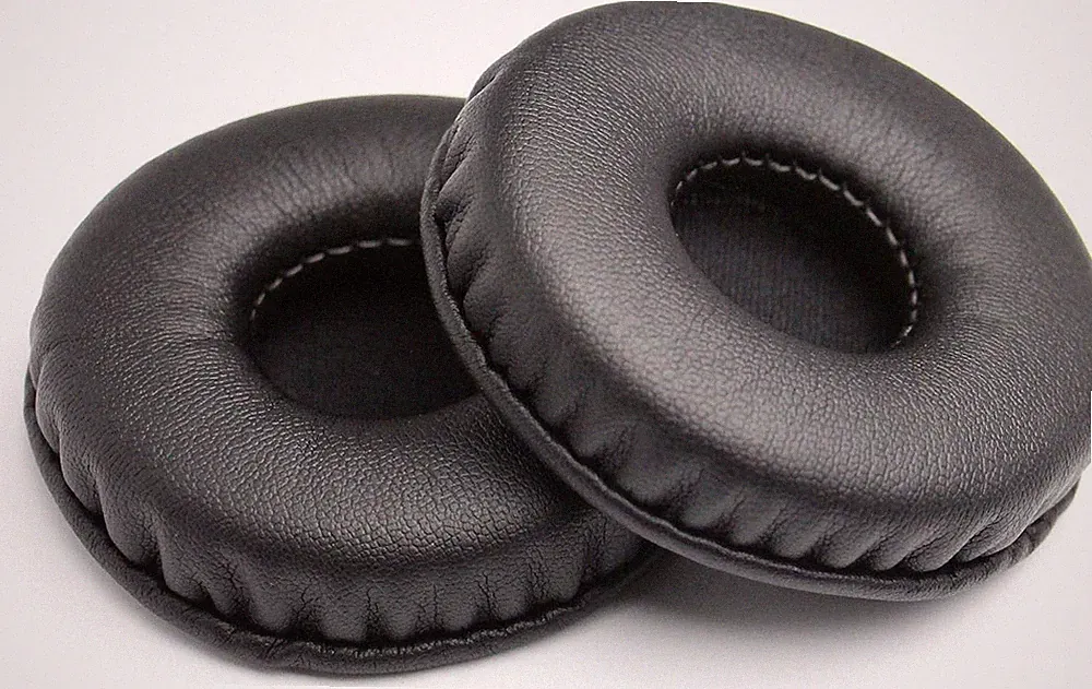 Ersatz Ohrpolster 85mm Rund Kunstleder Schwarz für Kopfhörer Sennheiser Sony AKG