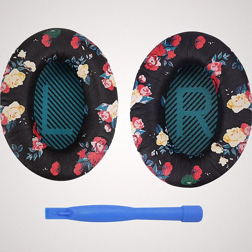 Ersatz Ohrpolster für Bose QC35/QC35 II -Protein PU Kopfhörer - Blumendruck