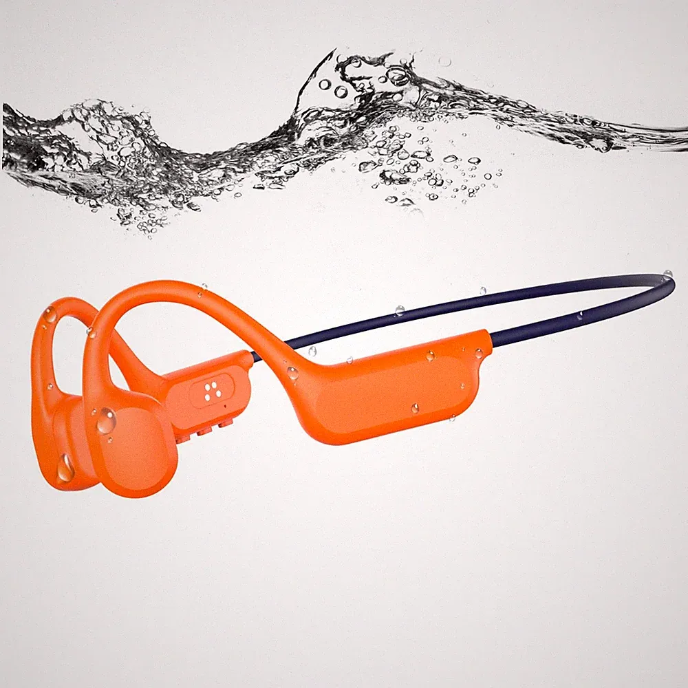 esonstyle Knochenschall Kopfhörer Schwimmen 8GB MP3 8 Stunden Akku orange