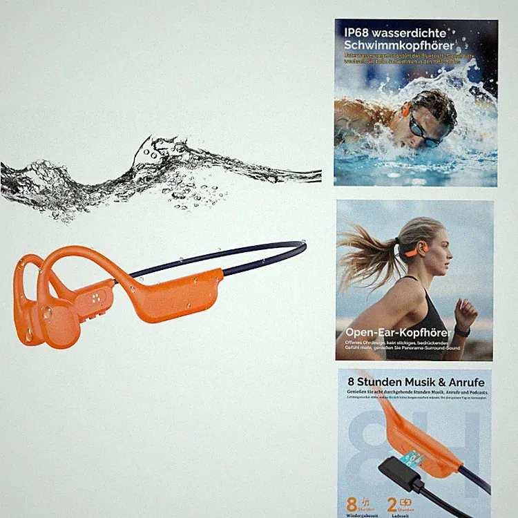 Esonstyle S950 Kopfhörer Schwimmen Bluetooth 6.2 - 8 GB Orange