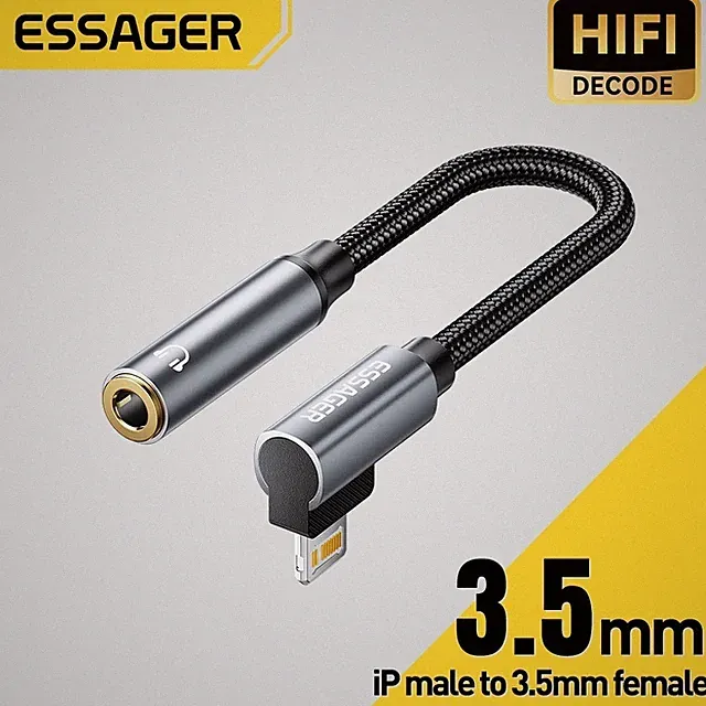 Essager Typ C auf 3,5 mm Winkeladapter, USB-C-Kabel, IP auf 3,5 mm Kopfhörer-Win