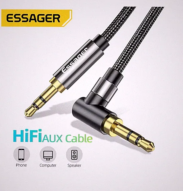 Essager3.5mm AUX Audio Klinkenkabel StereoHeadset Verlängerung mit Winkelstecker